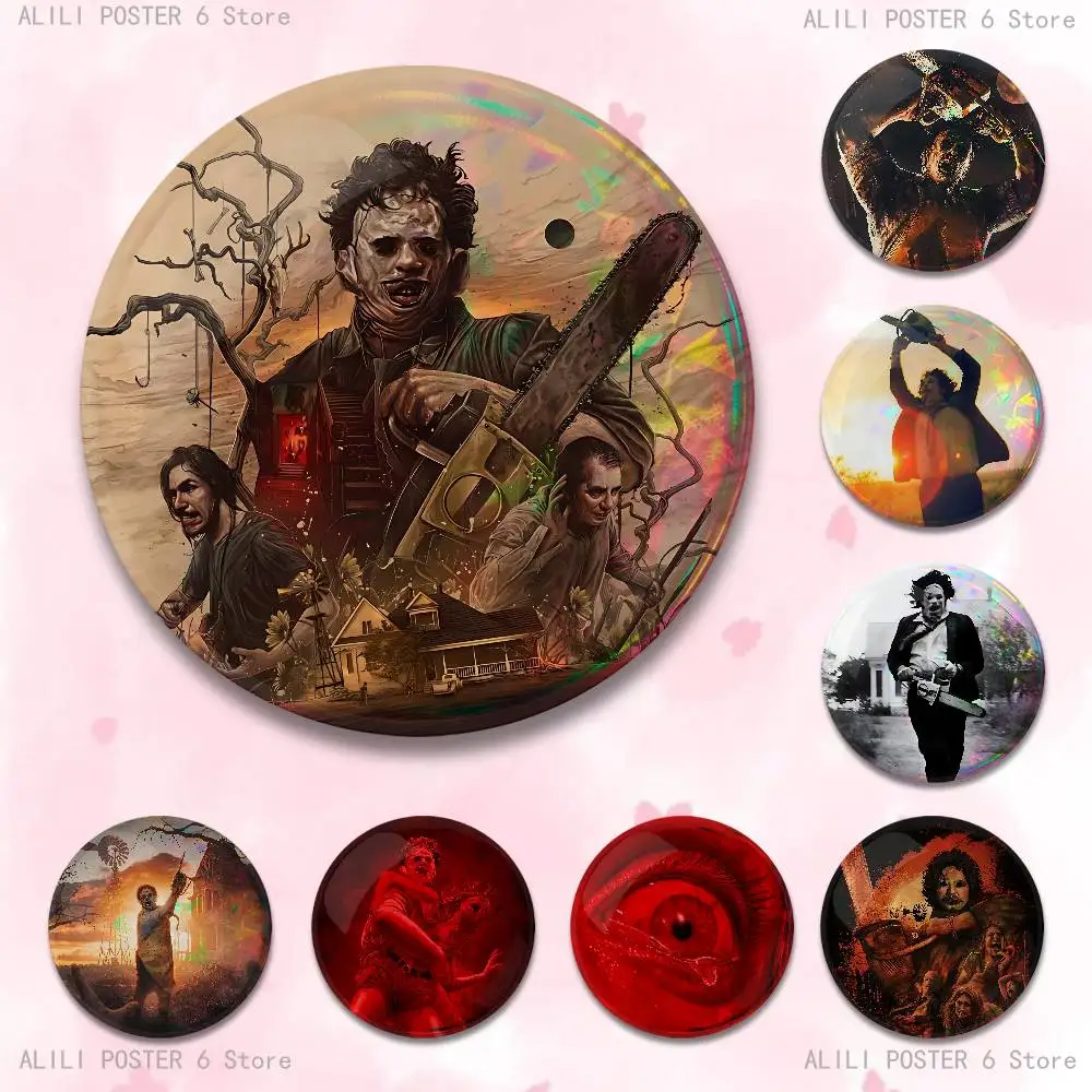 Insignias S-Saw Horror M-Massacre 25 32 44 58 75 mm redondo Cosplay Pin bolsa decoración Fans recoger amigos regalos broche recuerdo