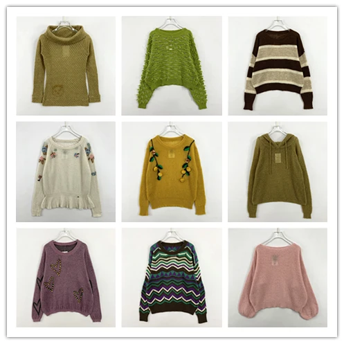 

Vintage Sweet Sea Silk Lightweight Loose Girl Soft Sle Sweater Printed Embroidered Hollow out Splicing Ribbed Embelli...