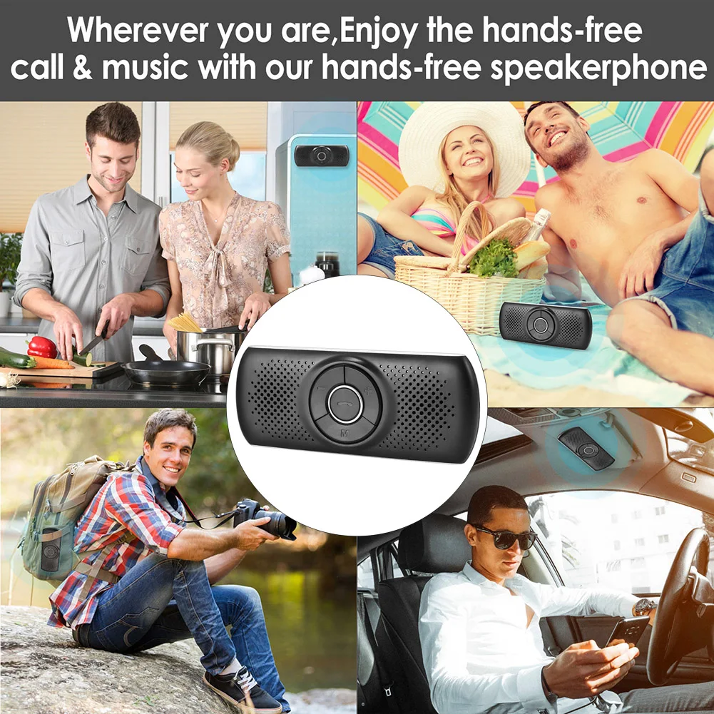 Wireless bluetooth Car Kit Set Handsfree Speakerphone Multipoint Sun Visor Speaker For Phone Smartphones Car Charger Hands Free