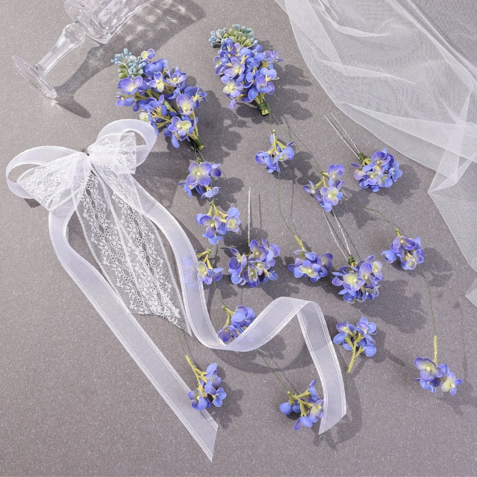 3-6 قطعة مجموعة المرأة الأرجواني النسيج زهرة مقاطع الشعر ، دبابيس الشعر بطة بيل كليب مجموعة الحلو البتلة طويلة شرابة بطة بيل كليب ، الصيف #3