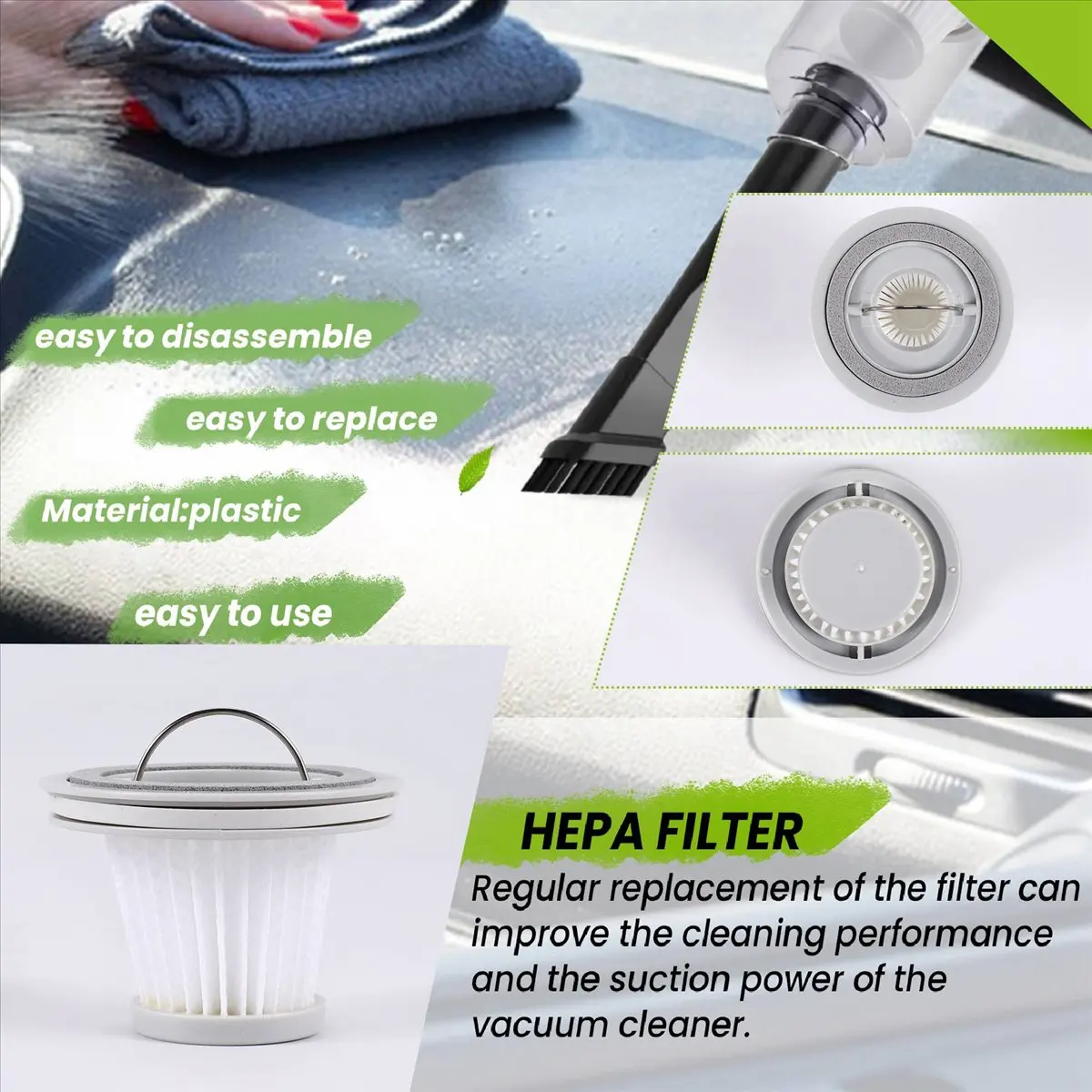 #30S for Xiaomi Mijia Handheld Car Mini Vacuum Cleaner Filter, 2PCS,for Xiaomi Mijia Handy Vacuum,(plastic)
