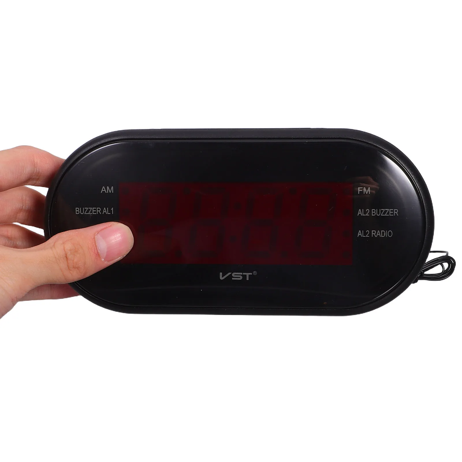 

Digital Alarm Clock Red Curved Display Fm Radio Sleep Timer Snooze Function Ceiling Time Projection Alarm Clock Radio