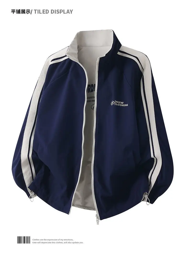 Spring New Double-sided Stand-up Collar Men's Jacket American Trendy Loose Couple Jacket