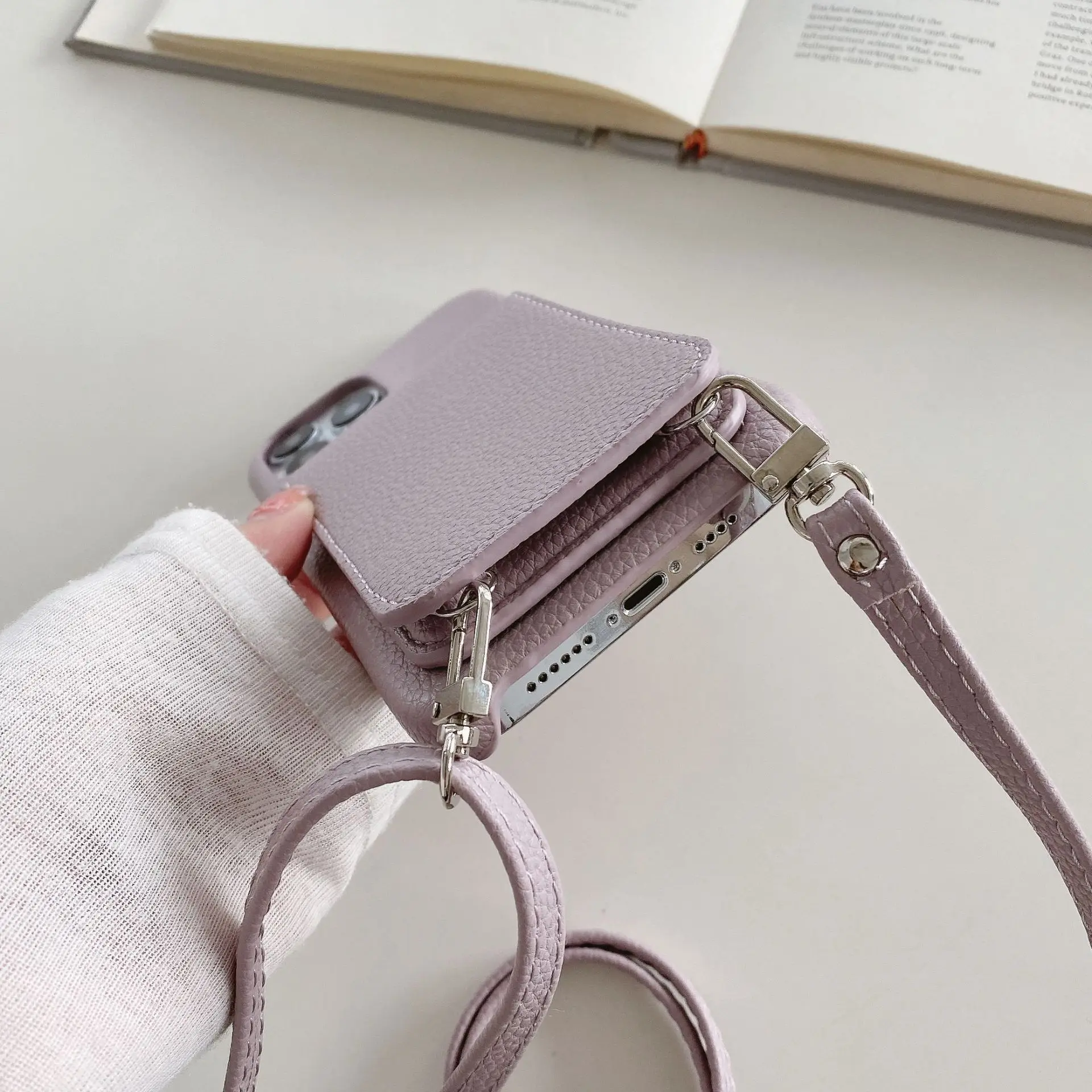 Wallet Shoulder Strap Phone Case for iPhone 17 Pro Max 13 12 11 14 15 16 Pro Max 16 Plus Lady Leather Card Pocket Lanyard Cover