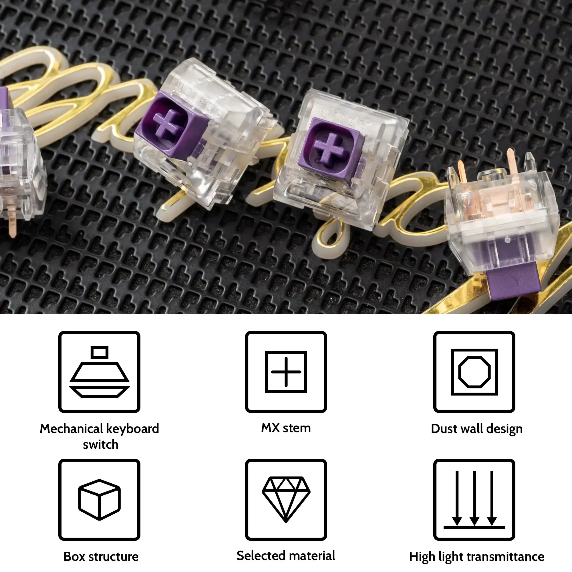 Imagem -02 - Kailh Cristal Royal Box Interruptor Tátil para Teclado Mecânico 110 Pcs