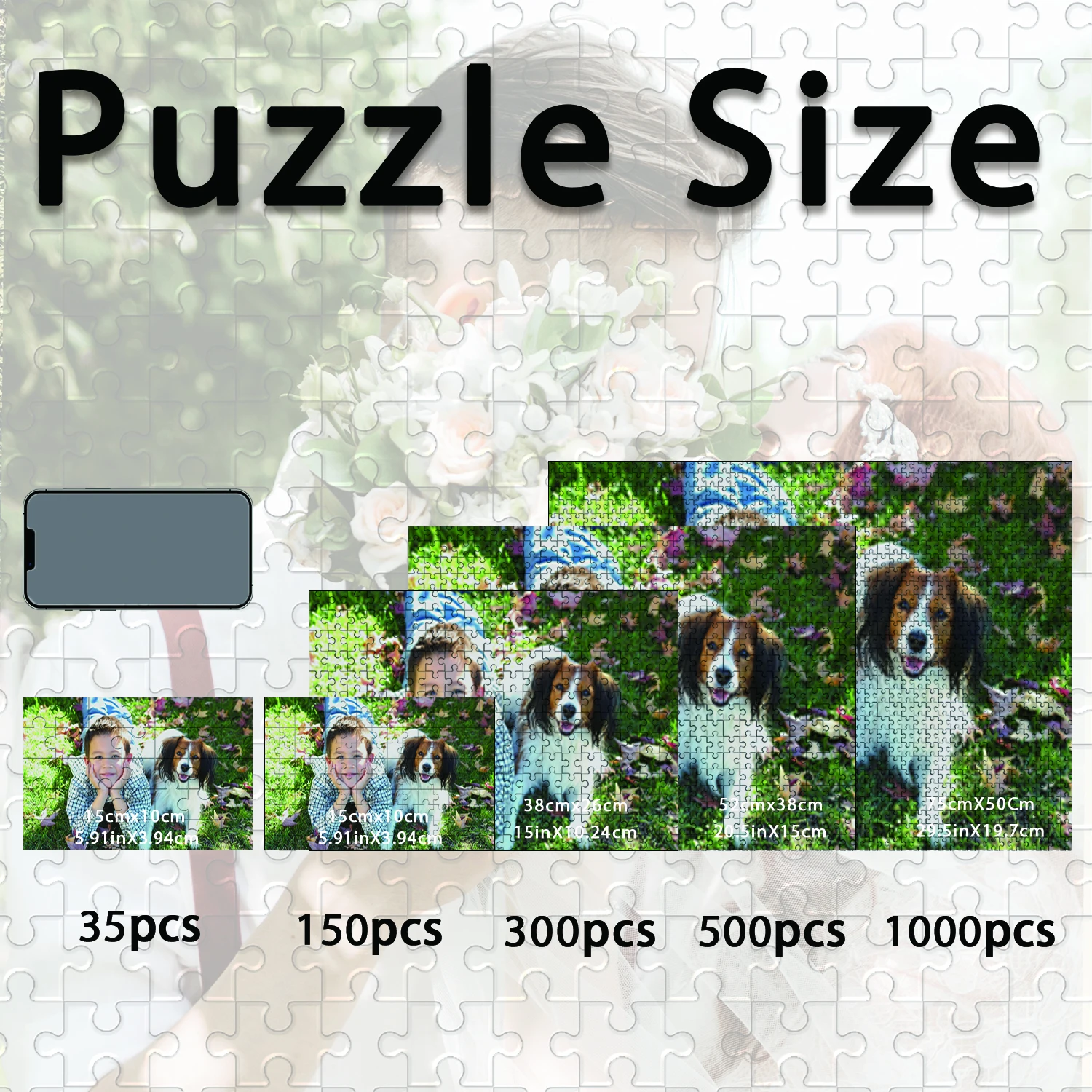 35/150/300/500/1000 elementów puzzle z własnym zdjęciem dla psa i dziecka, personalizowane puzzle DIY z portretem, puzzle antystresowe z własnym zdjęciem