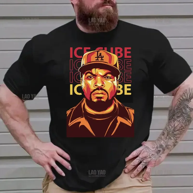 Ice Cube Rapper Hip Hop 90s Rapper Ice Cube Amerikkka's Most Wanted T-shirt Mens Harajuku Shirt Summer Casual Graphic Tops Tees