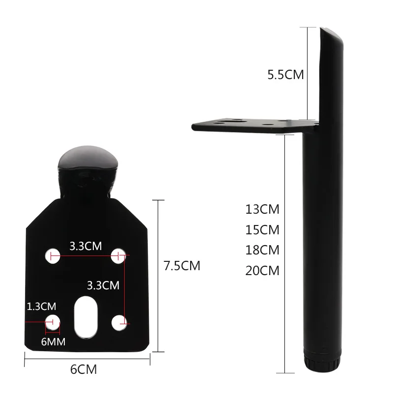 Pieds de Table en Métal pour Meubles, Canapé, Planche Chi, Armoire, TV, Tabouret, Chaise, 13/15/18cm, 4 Pièces