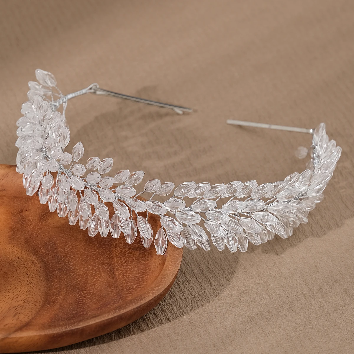 Handmade Silver Crystal Hair Vine for Wedding Bridal Headband Wheat Leaf Hair Accessories for Women Prom Party Tiara Jewelry image 4