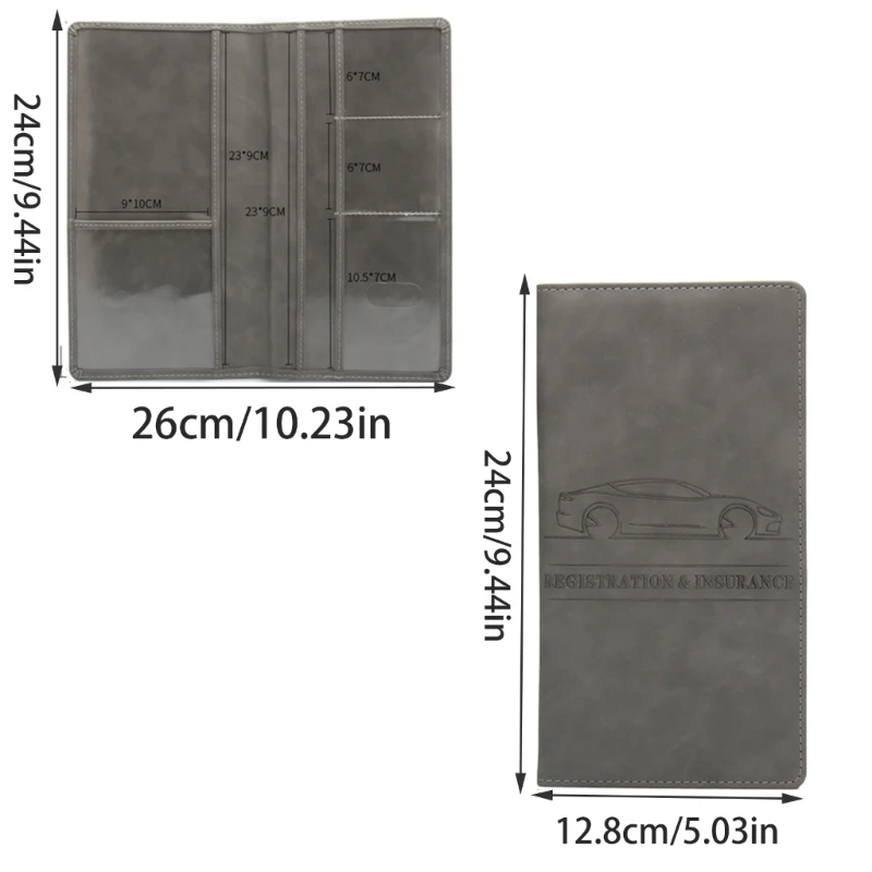 ผู้ถือบัตรประกันการลงทะเบียนรถหนัง PU ใบอนุญาตขับรถอัตโนมัติเอกสารออแกไนเซอร์กระเป๋าสตางค์รถยนต์ที่สำคัญกรณี