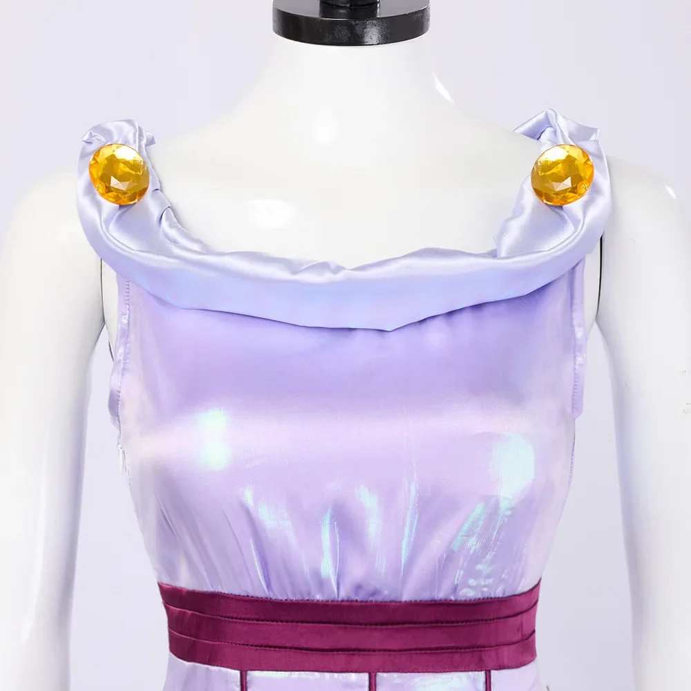 أزياء تنكرية لفيلم Megara Meg Princess لعام 2025 للبالغين والنساء والفتيات فستان أرجواني بدلة الهالوين زي موحد كرنفال