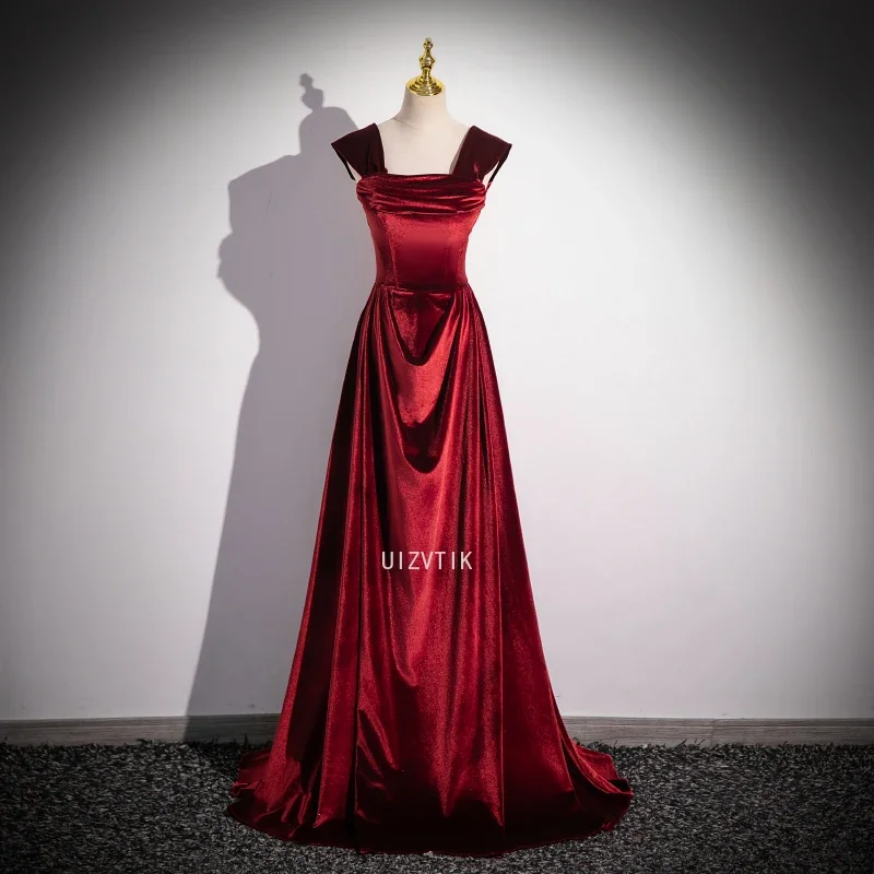 

Винтажные бордовые платья для выпускного вечера, женское бархатное длинное вечернее платье без рукавов, элегантное вечернее платье для торжественных случаев, банкетное платье знаменитостей