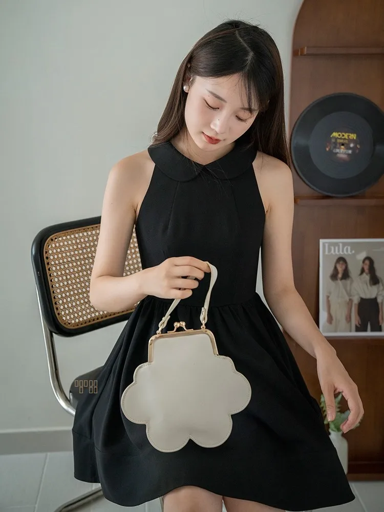 

Bla A-Line Dr Women's Summer New Hepburn Sle Slimming Waist High Waist Zipper Closure ort Svel Ele Dr