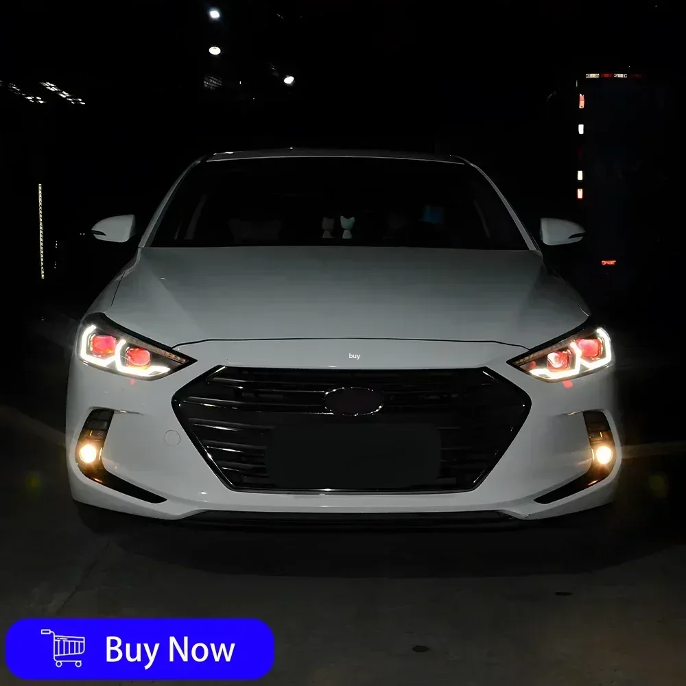 لشركة هيونداي إلنترا 2016-2020 مصابيح السيارة الأمامية LED مجموعة المصابيح الأمامية للسيارات ترقية BMW نمط 2 عدسة العارض أداة الملحقات #6