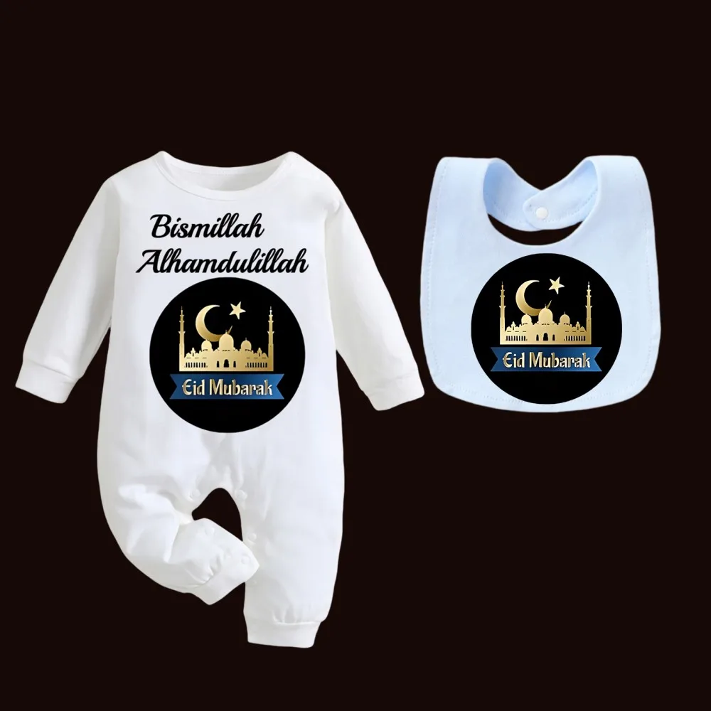 

Muslim Autumn/Spring one-piece pants for baby girls/Boys baby bibs crawling suits 0-9M fashionable pure cotton crawling suits