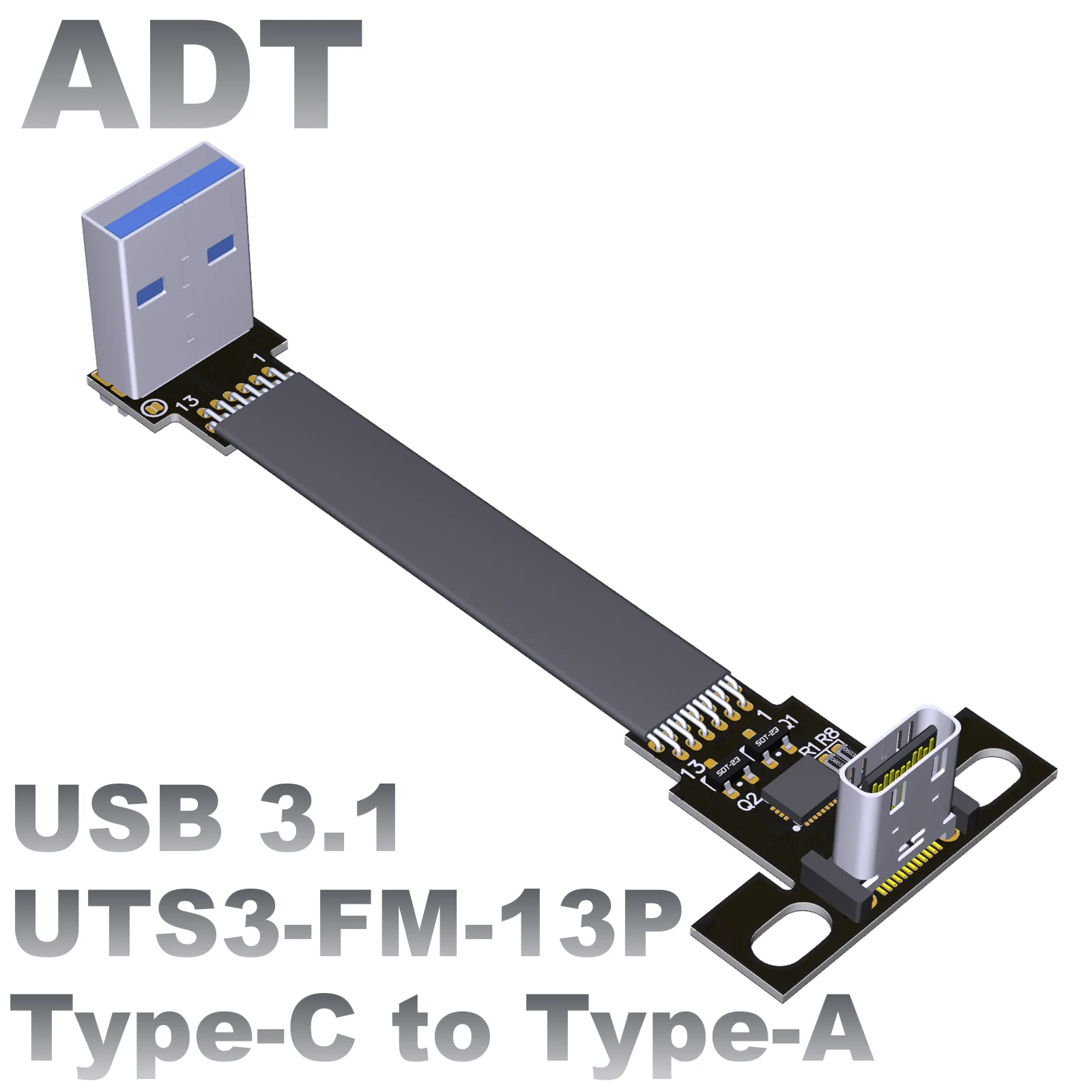 USB 3.1 Type C Extension Cable 5cm 10cm 20cm USB3.0 A Male To Type-c Female 90 Angled Extension Adaptor Cable Right/left/down/up