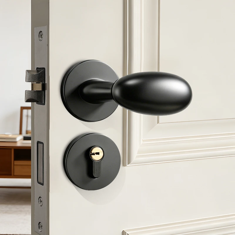 Universal Oval Split Magnetic Mute Door Lock Set Handle Hinge Stopper Household Bedroom Interior Gate Privacy Hardware