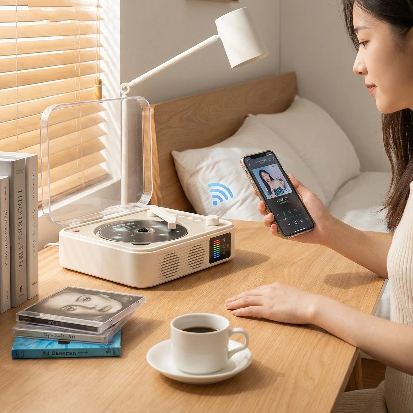 

2-in-1 CD Player Bluetooth Speaker,Bidirectional Bluetooth, Built-in 4000mAh Battery,RGB Light,Supports CD/USB/Headphone Output