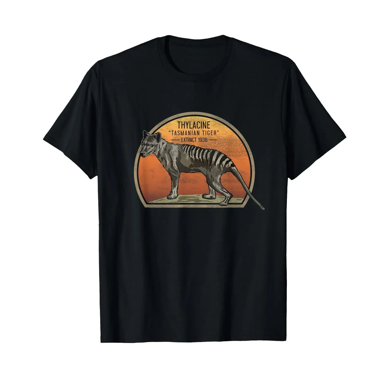 Tasmanian Tiger Tylacine Wolf Australian Extinct Art Picture T Shirt vintage Washed graphic Top For Everyday Wear streetwear