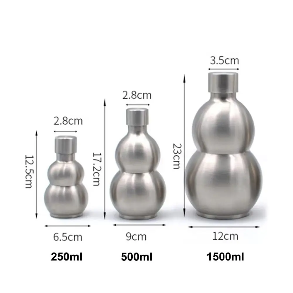 Gourd Water Bottle Stainless Steel Hip Flask 250 500 1500ML Water Kettle Reusable Large Capacity Wine Bottle