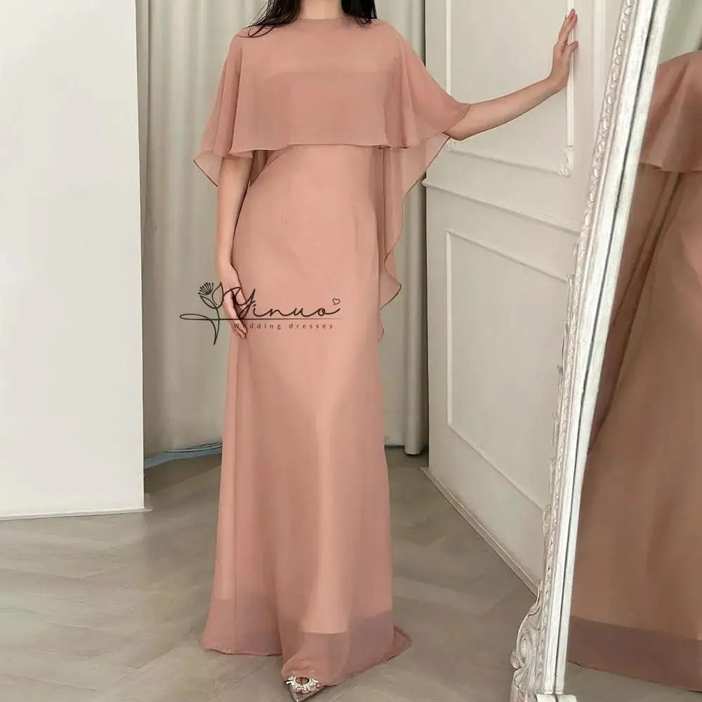 

customized A-line Evening Dresses Floor-length O-neck Sleeveless Prom Gown Simple Fashion Stole Draped Casual Party Gown