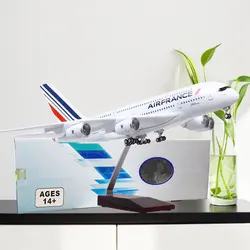 36CM 1/160 Scale Airplane Airbus A380 Air France Airline Model W LED Light & Wheel Diecast Plastic Resin Plane F Collection