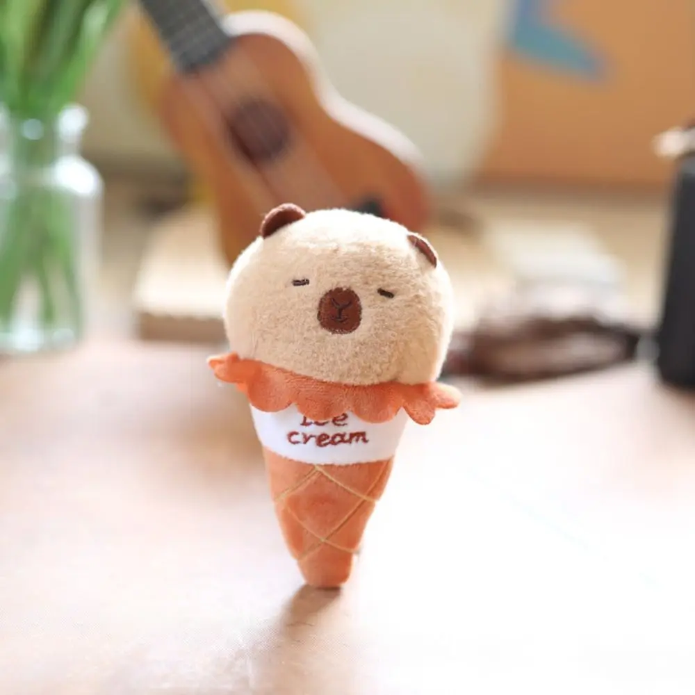 Pig Capybara Plush Pendant Ice Cream Animal Capybaras Capybara Plushie Keychain Brown Cartoon Stuffed Doll Keychains Girls