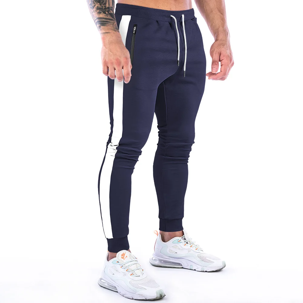 Mens Cotton Pants GYM Joggers SweatPants Streetwear Casual Slim Sport Trousers Training Workout Fitness Zipper Pockets Pant