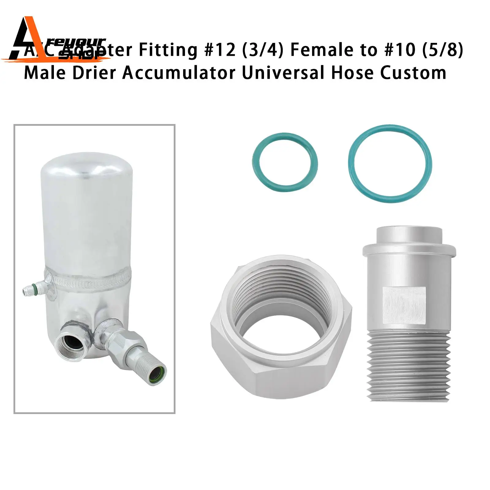 

A/C Adapter Fitting #12 (3/4) Female to #10 (5/8) Male Drier Accumulator Hose