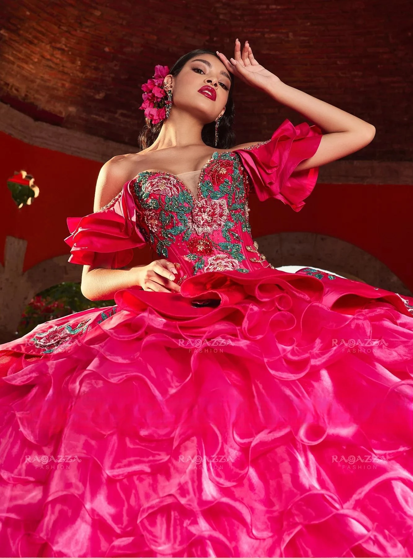 Organza Charro Quinceanera Dresses Ball Gown Off The Shoulder Appliques Beaded Puffy Mexican Sweet 16 Dresses 15 Anos Customized