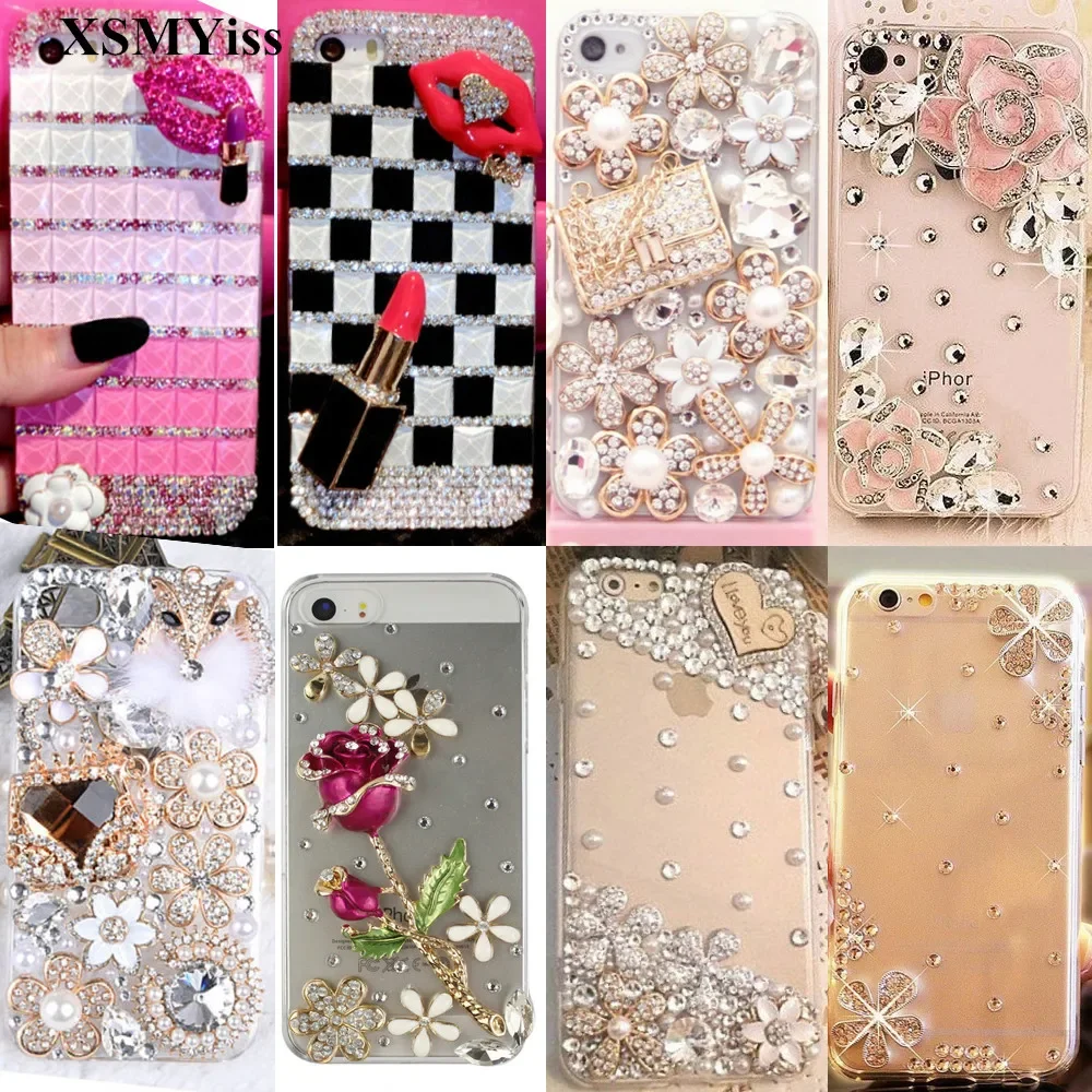 

Transparent Pearl Rhinestone Soft Phone Case, Bling Cover for Xiaomi Redmi 13C 12C 13R Note 11 13 12 Pro Plus