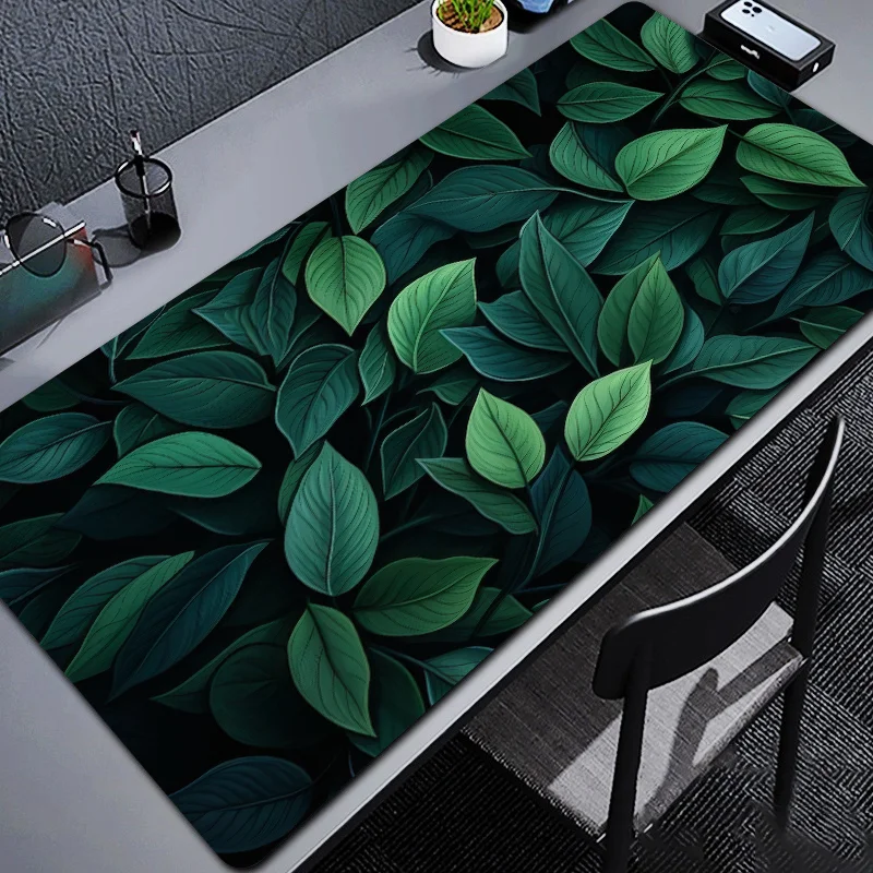 Large Green Leaf Botanical DesignGaming Mouse Pad Non-Slip Desk Mat for Keyboard Computer PC Mouse Office Computer Accessory