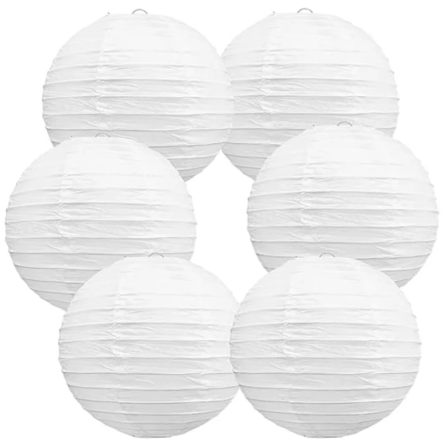 

White Paper Lanterns Decorative Chinese/Japanese Hanging Round Paper Lanterns Lamp for Birthday, Weddg, Christmas, Bridal, Home