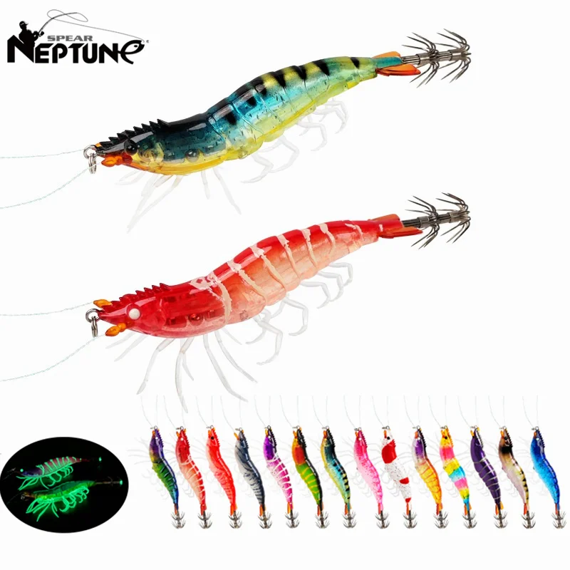 Señuelo Luminoso para Calamar 11g 9cm de Hundimiento Lento, Cebo Artificial de Madera para Pesca de Pulpo, Egi, Trolling, Camarón, Sepia y Calamar con Anzuelo