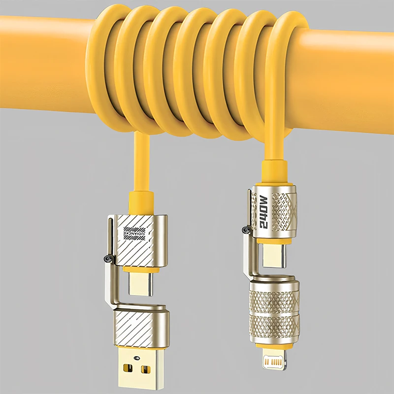 

Кабель для быстрой зарядки данных 4 в 1, 240 Вт, кабель из цинкового сплава типа C для iPhone15, Samsung, Huawei, Xiaomi