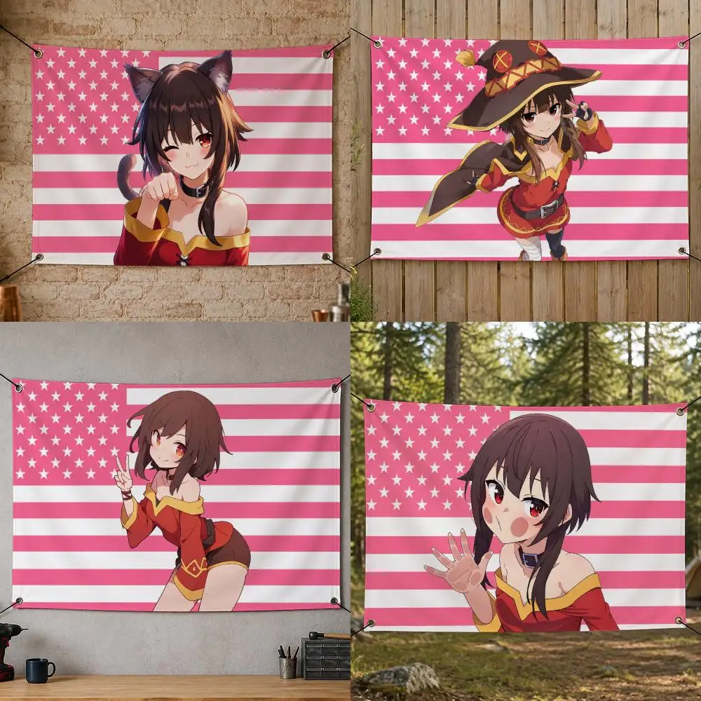 Anime Art Original Timeless Emotional Series K-KONOSUBA Flags Flag Banner for Bedroom Dorm Party Home Living Room Game Room Gift
