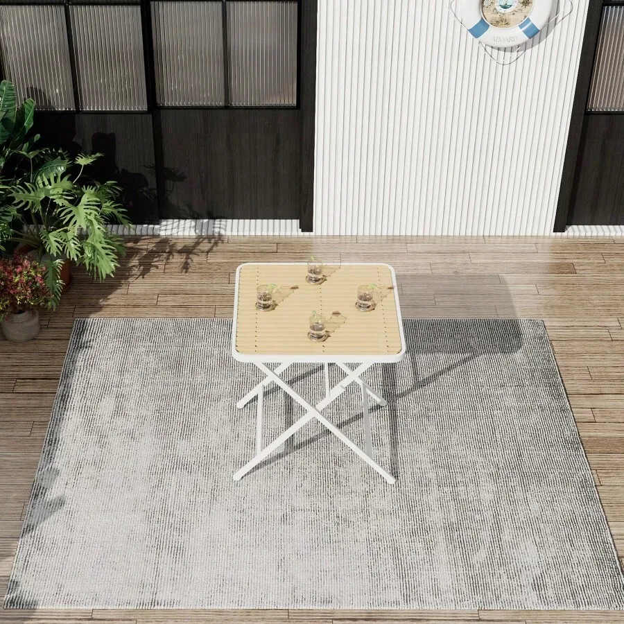 Summer - Modern Folding Square Table- Indoor And Outdoor Multi-Functional Table- Polypropylene Tabletop With Metal Legs, Suitabl