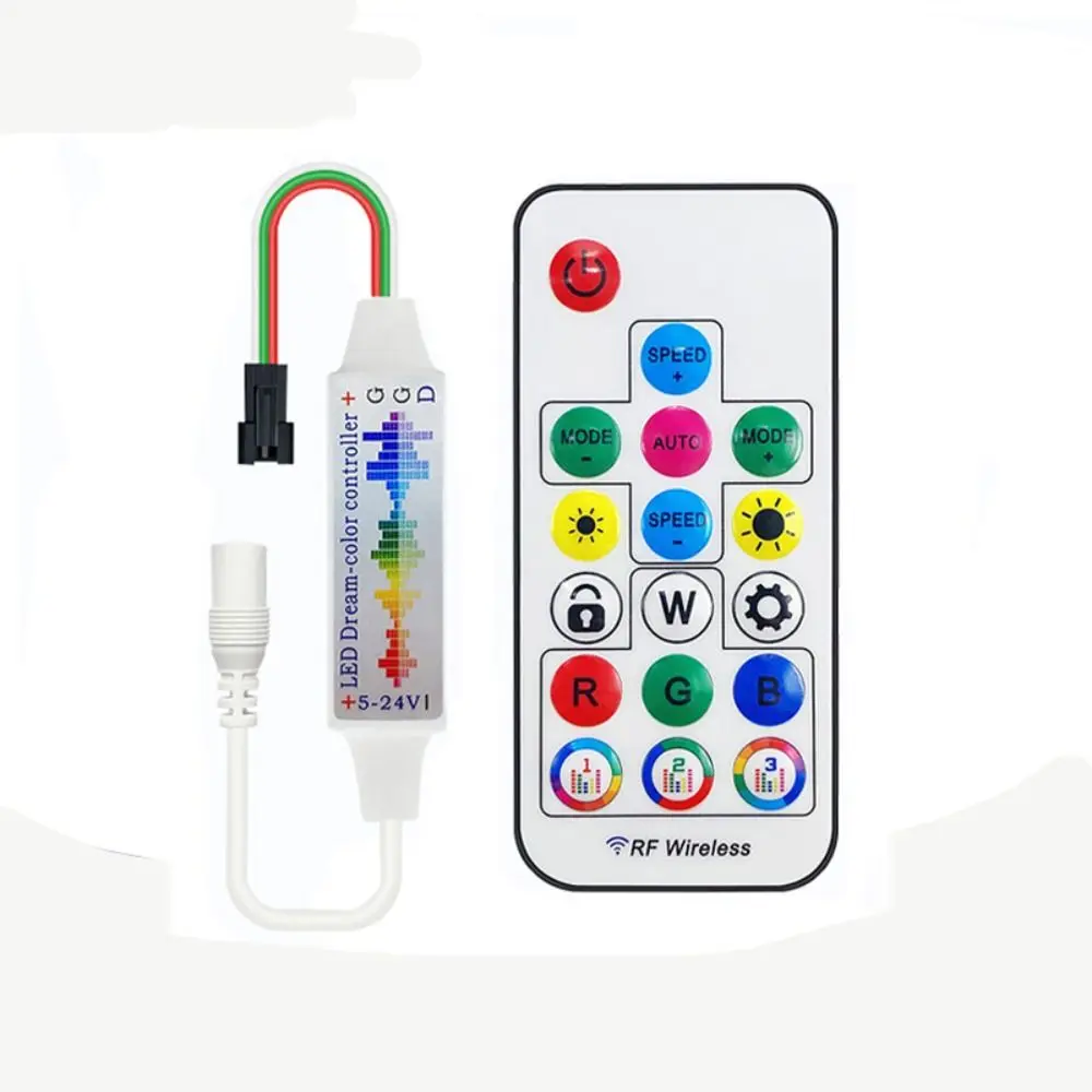 Addressable Music Led Controller 3Pin DC5-24V RGB Led Strip Light DC/USB 17Keys for WS2812B WS2811 5050