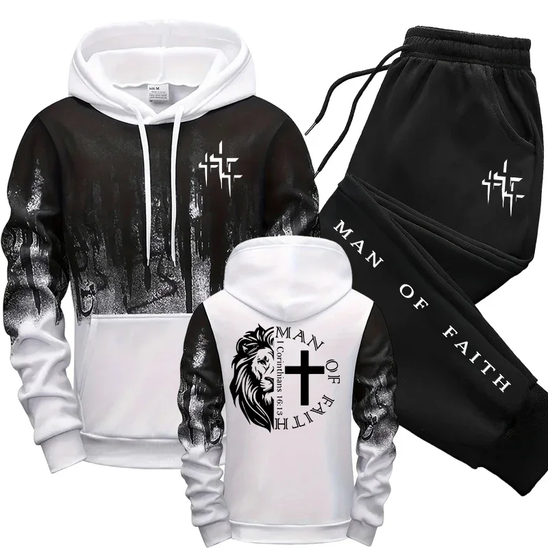 Man of Faith Pattern Men's Set - Winter Clothing For reseña y precio