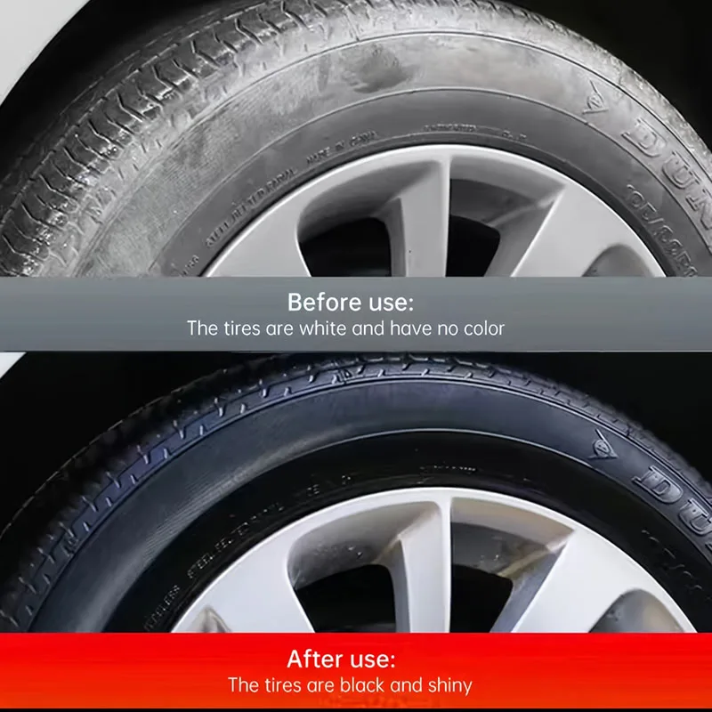 Car Tire Restorer Wax Back to Black Gloss Long-Lasting Coating Plastic Renovator Polish Cleaning Tire Gloss Enhancer Kit