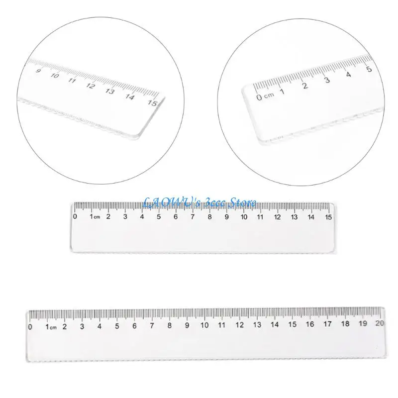 Y8AD 5 PCS 15 20 Plastic Ruler Straight Ruler Clear Ruler Meet Tool Primary School Ruler Set School Office Levers