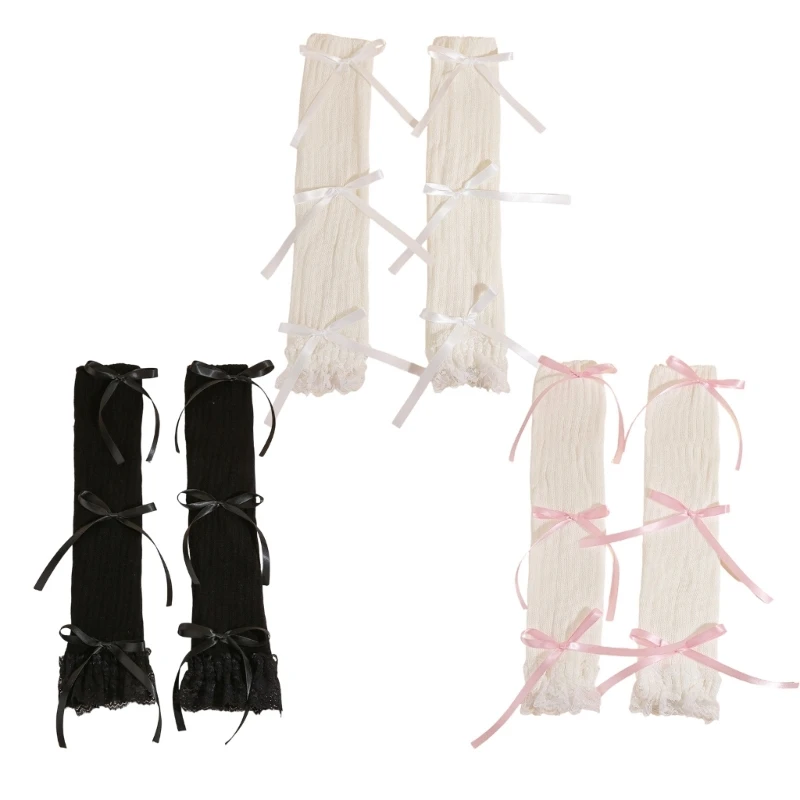 

49MD Unisex Lace Bows Stacked Arm Sleeves Breathable Wear Suitable for Adults and Children Family Outings Coordination