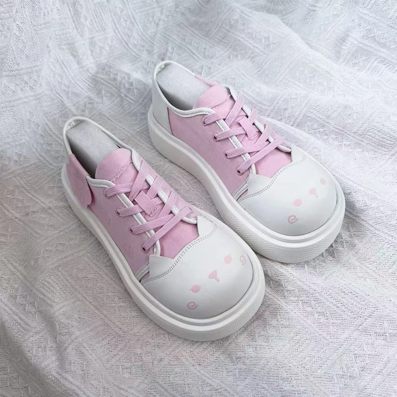 مواء مواء بصمة جيب القط لوليتا الأصلي فاسق الحلو حذاء قماش أحذية سميكة سوليد الحلو فتاة طالب حذا فردي للسيدات #4