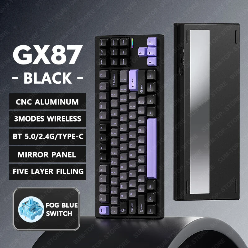 G87 Aluminum Wireless Mechanical Keyboard Bluetooth 2.4G Wired Gaming Keyboard Hotswap RBG Gamer Non-contact Keyboard