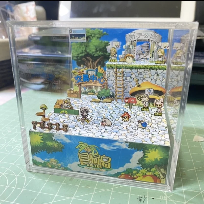 Game Maple Story Online Paper Model Anime Figure Scenery Decorative Gift Scene Around Childhood Memories Model Gift