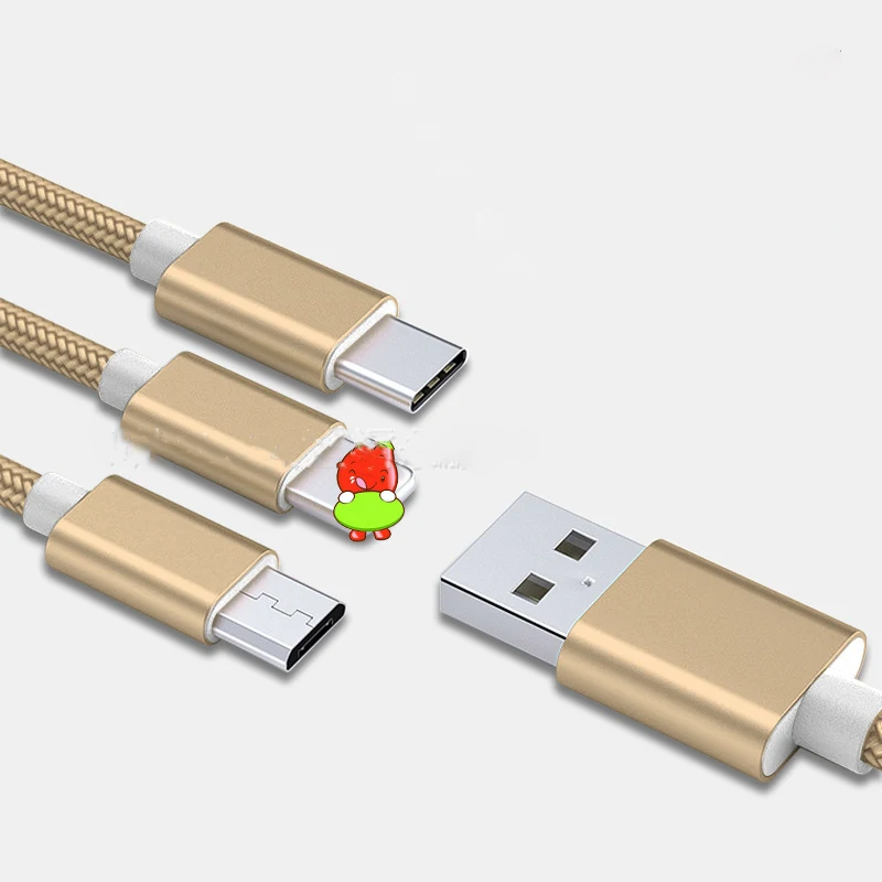 Cable de carga rápida Universal 3 en 1 para Huawei, Cable de cargador Micro USB tipo C, puerto Usb múltiple, 1M