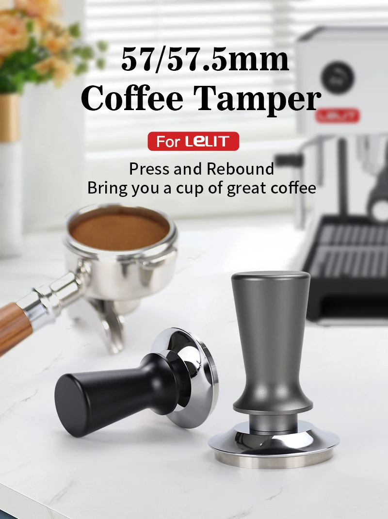 57mm 57,5mm Kaffee Tamper Konstante Druck Quellen Kalibriert Stampfen Für Lelit Anna Anita Werkzeuge Flache Basis Espresso zubehör – Detail 2