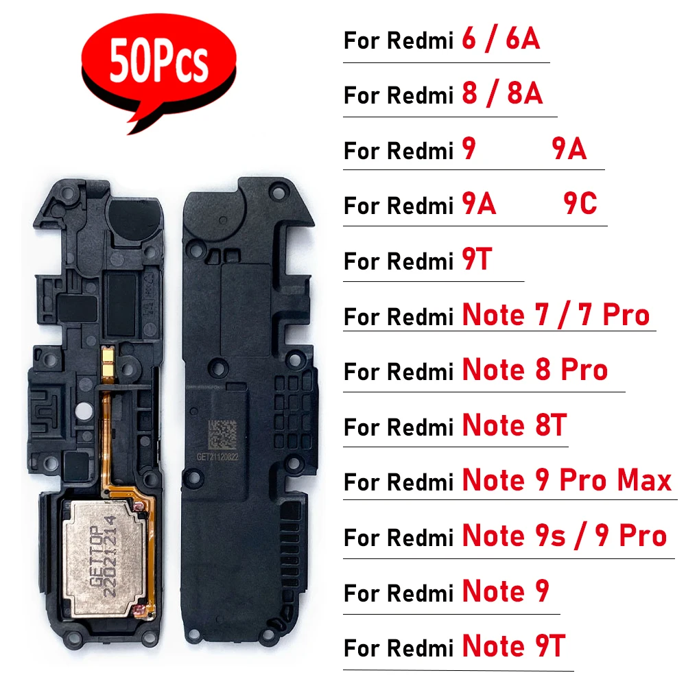 

50Pcs，Buzzer Ringer Loud Speaker Sound Loudspeaker Flex Cable Ribbon For Xiaomi Redmi 6 6A 8 8A 9T 9A 9C Note 7 8 8T 9 Pro Max