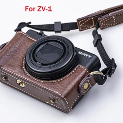 Portable PU Leather Case camera bag For Sony ZV1 ZV-1 Protective Cover shell  with Shoulder Strap