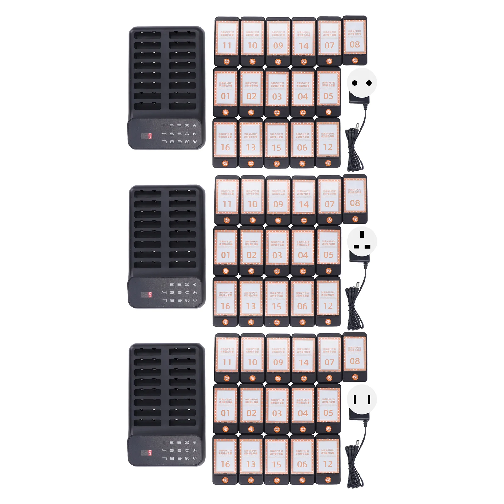Restaurant Pager System 16 Buzzers Wireless Calling Queuing System ABS Efficient 3 Digit LED Display 100-240V for Food Truck